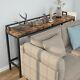 Brown Console Table Narrow Long Sofa Table Industrial Metal Frame Home Bar Table