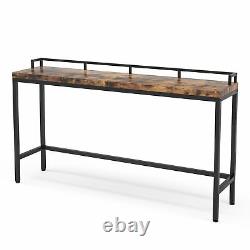 Brown Console Table Narrow Long Sofa Table Industrial Metal Frame Home Bar Table