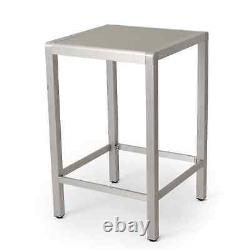 Cape Coral Outdoor Aluminum Bar Table with Glass Top Table Grey 27.56L x 27.56