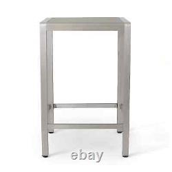 Cape Coral Outdoor Aluminum Bar Table with Glass Top Table Grey 27.56L x 27.56