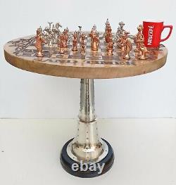 Chess Finished With 32 Brass Wooden Table Coffee Table Garden Table Bar Table