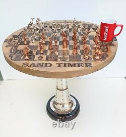 Chess Finished With 32 Brass Wooden Table Coffee Table Garden Table Bar Table