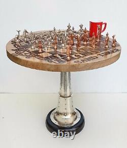 Chess Finished With 32 Brass Wooden Table Coffee Table Garden Table Bar Table