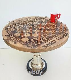 Chess Finished With 32 Brass Wooden Table Coffee Table Garden Table Bar Table