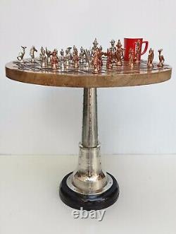 Chess Finished With 32 Brass Wooden Table Coffee Table Garden Table Bar Table