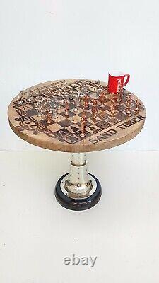 Chess Finished With 32 Brass Wooden Table Coffee Table Garden Table Bar Table