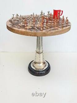 Chess Finished With 32 Brass Wooden Table Coffee Table Garden Table Bar Table