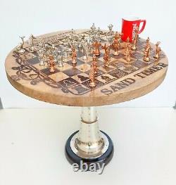 Chess Finished With 32 Brass Wooden Table Coffee Table Garden Table Bar Table