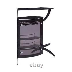 Coaster Contemporary Metal 3-Piece Curved Bar Unit Set in Black
