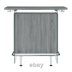 Coaster Contemporary Wood 6-Shelf Bar Unit with Footrest in Gray