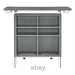 Coaster Contemporary Wood 6-Shelf Bar Unit with Footrest in Gray