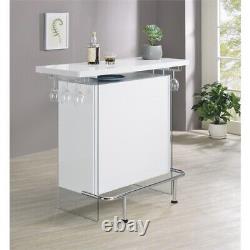 Coaster Contemporary Wood 6-Shelf Bar Unit with Footrest in White