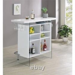 Coaster Contemporary Wood 6-Shelf Bar Unit with Footrest in White