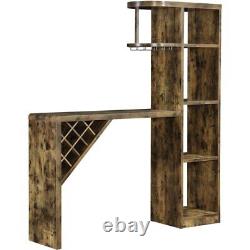 Coaster Farmhouse Wood Bar Table Storage with 5-Shelf in Nutmeg