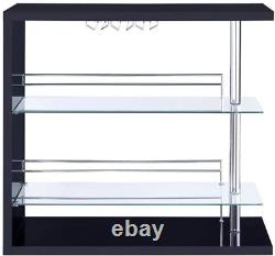 Coaster Furniture Contemporary 2 Shelf Home Bar Table Wine Storage Clear Tempere