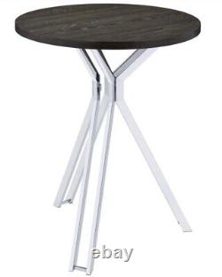 Coaster Home Furnishings Modern Round Bar Table With Dark Oak Finish And Chrome