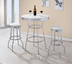 Coaster Home Furnishings Round Bar Table Chrome and Glossy White