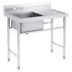Commercial Kitchen Sink With Drainboard Stainless Steel Work Table For Home Bar