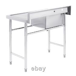 Commercial Kitchen Sink with Drainboard Stainless Steel Work Table for Home Bar