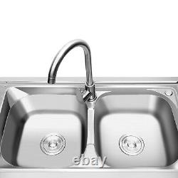 Commercial Sink Bowl Stainless Steel 2 Rectangular Bowl Catering Home Prep Table