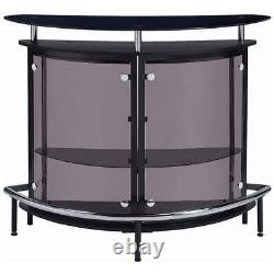 Contemporary Glass Home Bar in Black and Chrome