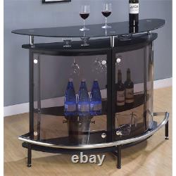 Contemporary Glass Home Bar in Black and Chrome