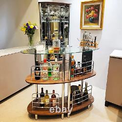 Corner Home Bar Wine Cabinet Liquor Glass Bottles Storage Display 3-Shelf Racks