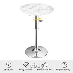 Costway 2PCS Round Pub Table Swivel Adjustable Bar Table withFaux Marble Top White