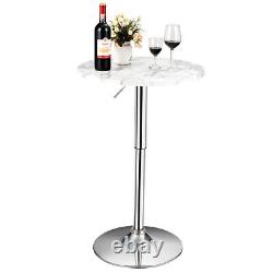 Costway 2PCS Round Pub Table Swivel Adjustable Bar Table withFaux Marble Top White