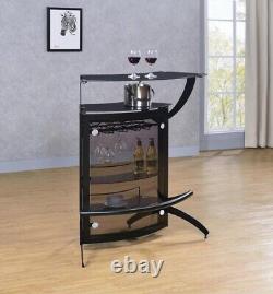 Dallas 2-shelf Home Bar Table with Smoked and Black Glass