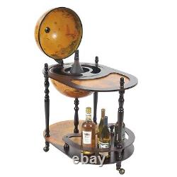 Handmade World Globe Mini Bar Liquor Serving Cart Tray Movable Table Trolley