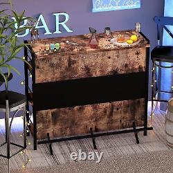 Home Bar Liquor Bar Cabinet Table with Stemware Racks Storage Freestanding Pub