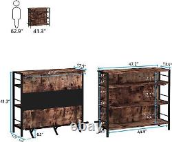 Home Bar Liquor Bar Cabinet Table with Stemware Racks Storage Freestanding Pub