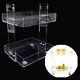 Home Bar Storage Cart Acrylic Serving Table With 4 Wheels 2 Tiers Mobile Display