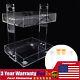 Home Bar Storage Display Cart Mobile Acrylic Serving Table With 4 Wheels 2 Tiers
