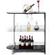 Home Bar Table For Wine Storage Withtempered Glass Shelf & Glass Holders Black