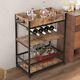 Home Bar And Serving Carts With Utility Wood Tabletop, Top Removable As Tray, 3