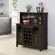 Home Source 44.5 Bar Cabinet With Wine Rack, Coffee Bar Table Microwave Station