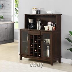 Home Source 44.5 Bar Cabinet with Wine Rack, Coffee Bar Table Microwave Station