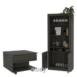 Home Square 2-Piece Set with 69 Bar Cabinet & Lift Top Coffee Table