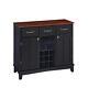 Homestyles Sideboard/buffet Table 36.25h 2shelves Black/cherry Top+wine Storage