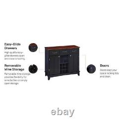 Homestyles Sideboard/Buffet Table 36.25H 2Shelves Black/Cherry Top+Wine Storage