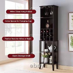 Industrial Bar Cabinet 18x1170'' Wine Bar Home Table with Wine Rack Holder