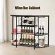 Industrial Home Bar Cabinet For Liquor And Wine Glasses With Led Lights 47in