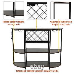 Industrial Home Bar Cabinet For Liquor and Wine Glasses With Led Lights 47in