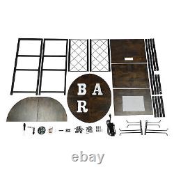 Industrial Home Bar Cabinet For Liquor and Wine Glasses With Led Lights 47in