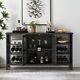 Industrial Home Wine Bar Cabinet Liquor Glasses Stemware Holders Wine Rack Table