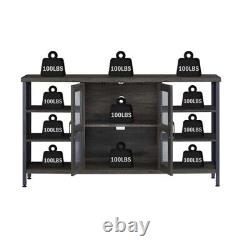 Industrial Wine Bar Cabinet Rack Table Storage Shelves Kitchen Home Dark Gray