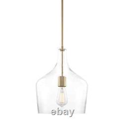 Kira Home Lucy 16 Modern Pendant Light + Clear Glass Vase Shade, Adjustable Han