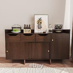 Kitchen Multifunctional Table Home Bar Cabinet Storage Shelves Freestanding Desk